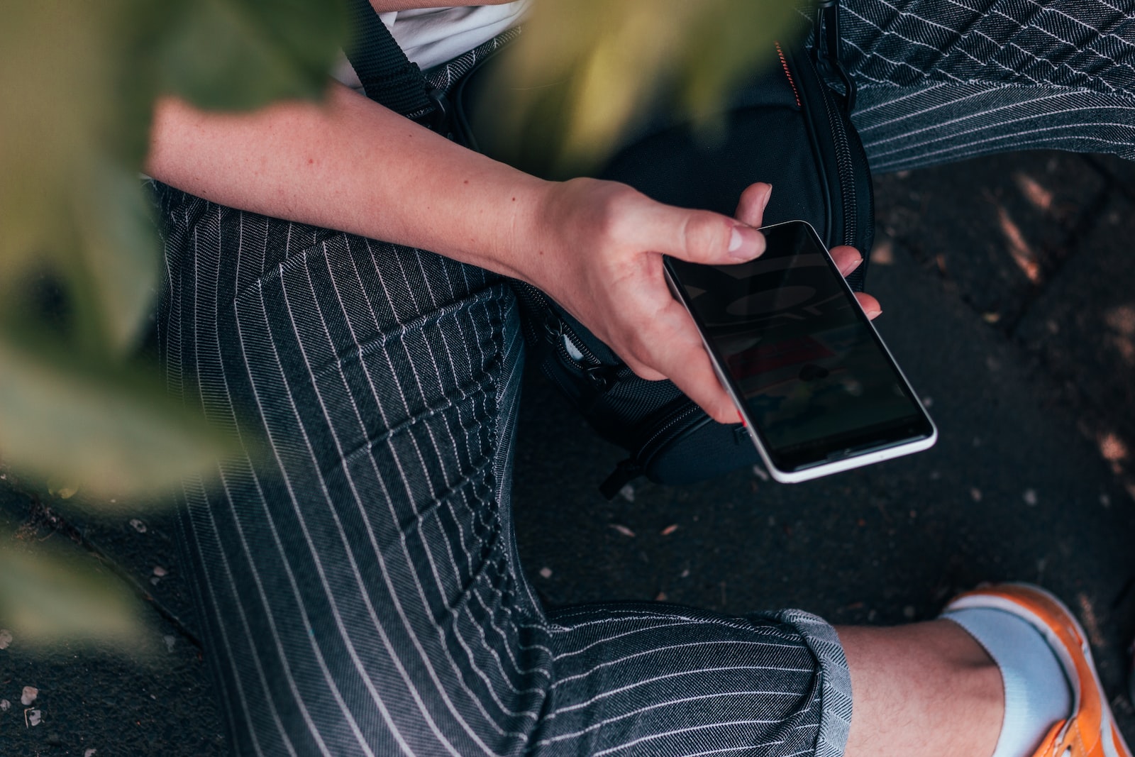 person using smartphone