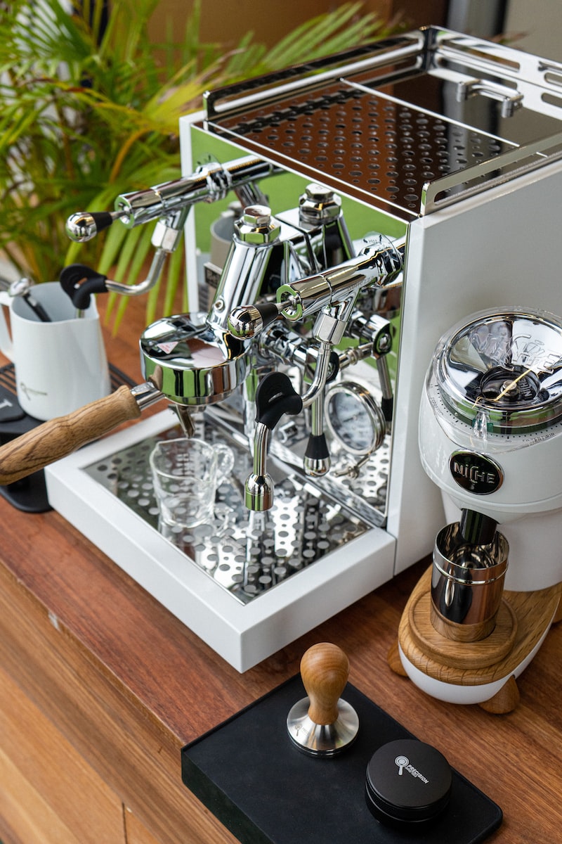 silver and brown coffee machine