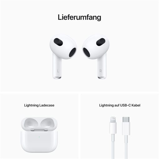 Apple AirPods 3.Gen True Wireless-Kopfhörer mit Mikrofon In-Ear weiß