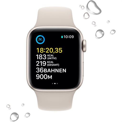 Apple Watch SE G2 Starlight Alu Band: Starlight Größe M/L 32GB 44mm 4G