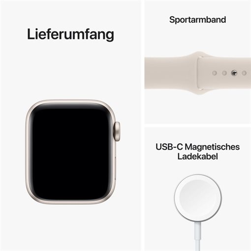 Apple Watch SE G2 Starlight Alu Band: Starlight Größe M/L 32GB 44mm 4G