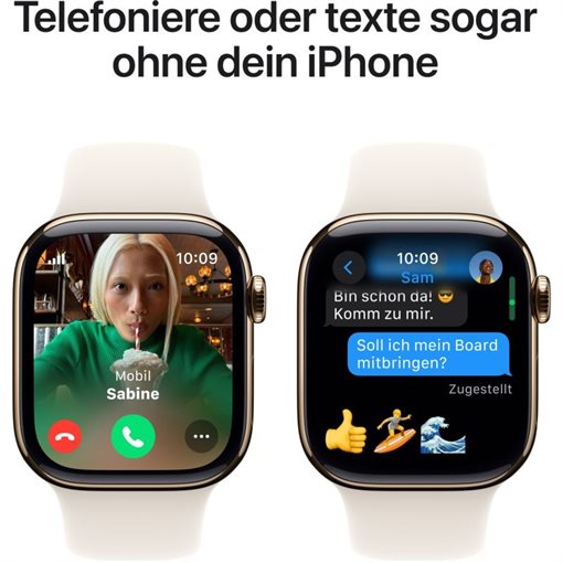 Apple Watch Series 10 Gold Titan Band: Starlight Größe M/L 64GB 42mm 4G