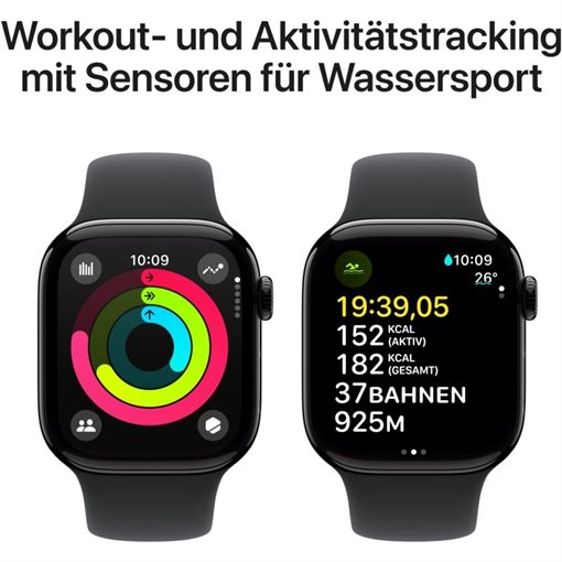Apple Watch Series 10 Jet Black Alu Band: Schwarz Größe M/L 64GB 46mm
