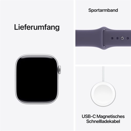 Apple Watch Series 11 Alu, Silber Band:Purple fog Gr, M/L 64GB 46mm LTE