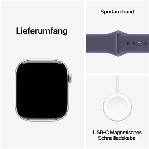 Apple Watch Series 11 Alu, Silber Band:Purple fog Gr, S/M 64GB 46mm GPS