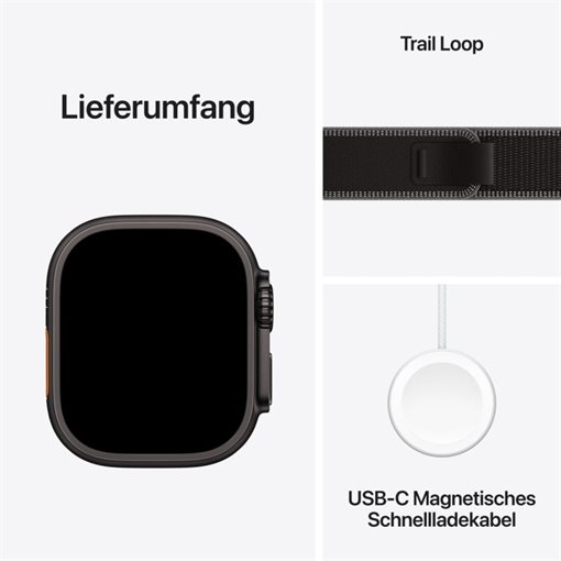 Apple Watch Ultra 3 Black Titanium Band:Black/charcoal Gr, S/M 64GB 49mm