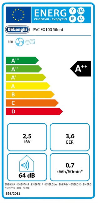 DeLonghi Pinguino PAC EX100 SILENT Klimagerät Mobil Bis zu 110 m³ weiß