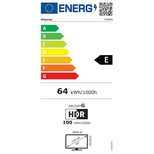 Hisense 55A6N 139cm 55Zoll A6N Series 2160p 3840x2160 HDR Schwarz
