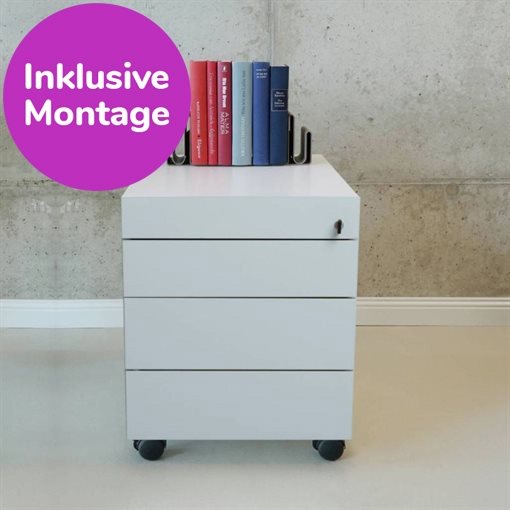 InWerk Büro-Rollcontainer Weiß B43,2cm x T60cm x H57,5cm