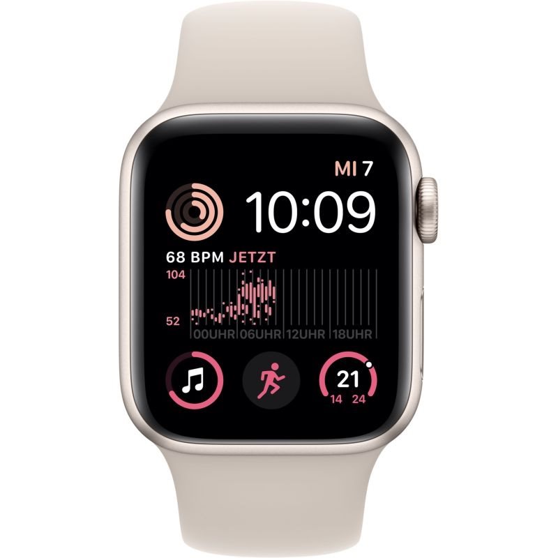 Apple Watch SE G2 Starlight Alu Band: Starlight Größe M/L 32GB 44mm 4G