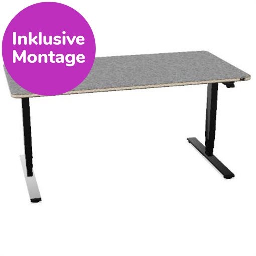InWerk Schreibtisch hvst, Masterlift 2 Anthrazit/Schwarz B160cm x T80cm