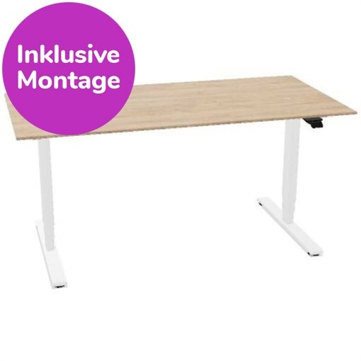 InWerk Schreibtisch hvst, Masterlift 2 Eiche/Weiß B160cm x T80cm