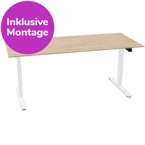 InWerk Schreibtisch hvst, Masterlift 2 Eiche/Weiß B180cm x T80cm