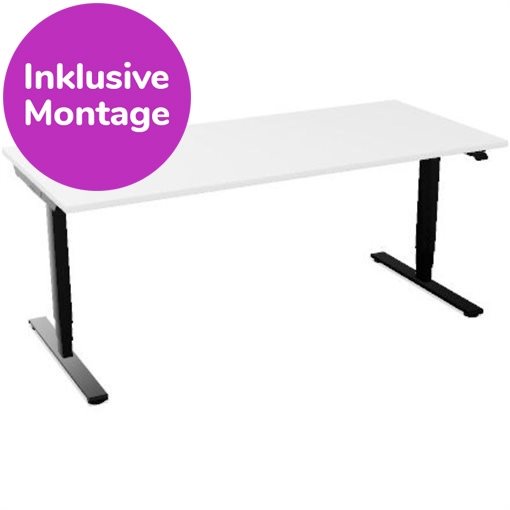 InWerk Schreibtisch hvst, Masterlift 2 Weiß/Schwarz B180cm x T80cm