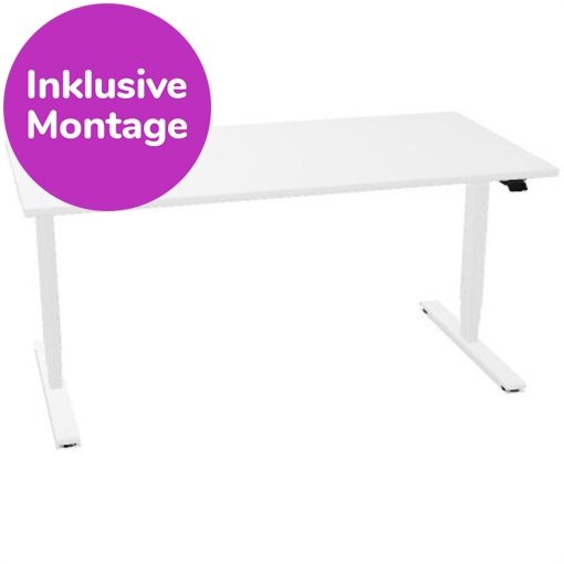 InWerk Schreibtisch hvst, Masterlift 2 Weiß/Weiß B160cm x T80cm