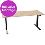 InWerk Schreibtisch hvst, Masterlift 2 Eiche/Schwarz B180cm x T80cm